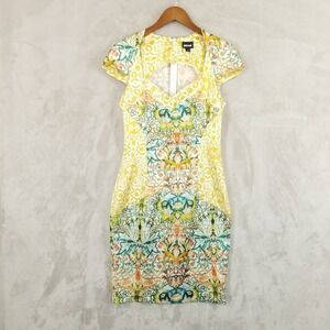 Just Cavalli Dress Women 42 Floral Midi Bodycon Art Deco Cocktail Italy Y2K 90's